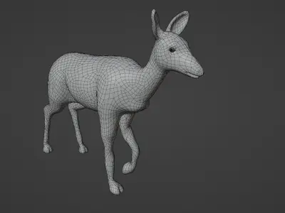 white doe animated Low-poly 3D model