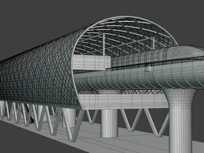 Elevated maglev station 3D model