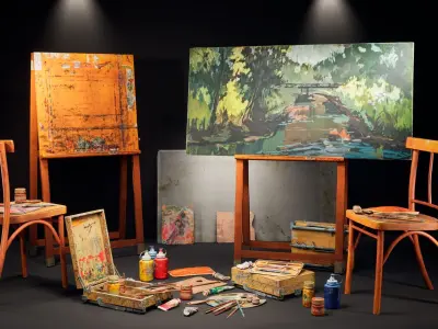 Art Studio Painting Kit Low-poly 3D model