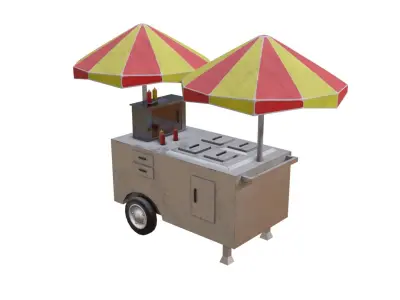 Hot dog cart Low-poly 3D model