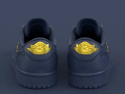 Air Jordan 1 Low Method of Make Midnight Navy Metallic Gold Low-poly 3D model
