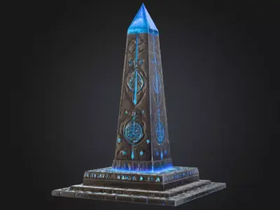 Deep Blue Obelisk Low-poly 3D model