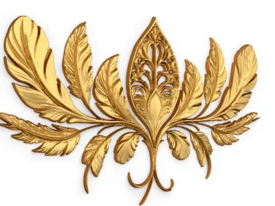 feather decor set wall panel 12 3D model