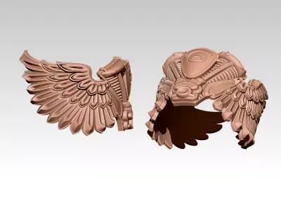 Flying Wings Engine Moto Biker Ring ver 2 3D print model