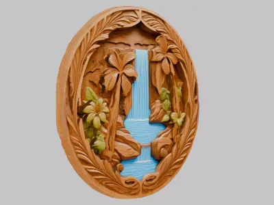 Wooden Carved Emblem Low-poly 3D model