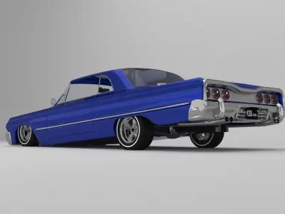 low rider blue impala open door 3D model