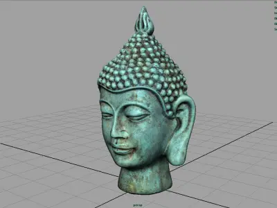 Vintage buddha head Low-poly 3D model