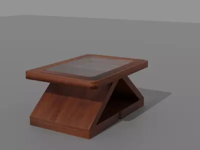 Living Room wooden table Low-poly 3D model