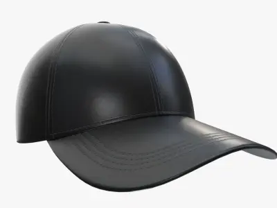 Baseball Cap Leather Mockup Black 3D model