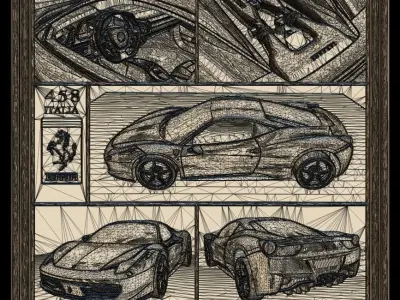 Ferrari 458 V1 Panno STL File for CNC Relief engraving 3D model