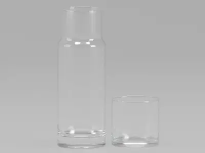 Water Carafe and Glass Free 3D model