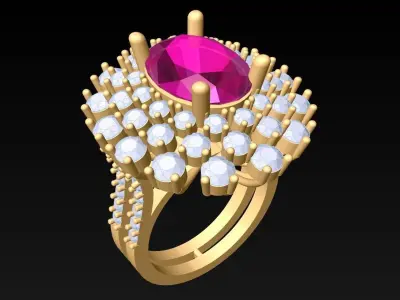 Oval Stone Ring - Womens Rings - N3971 3D print model