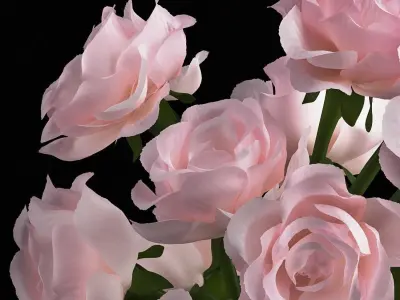 Pink rose bouquet 3D model