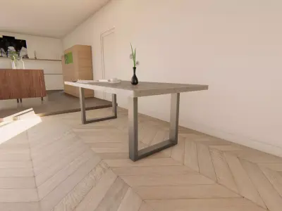Table with Metal Legs Free 3D model