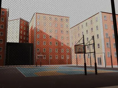 VR Basketball Court Free low-poly 3D model