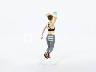 Beauty 17C Jumping Smashing Jumping Sports Woman Low-poly 3D model