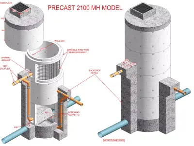 Precast Manhole Model -Detail-41 Low-poly 3D model