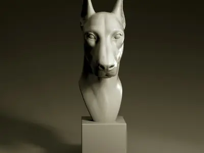Dog bust 01 3D model