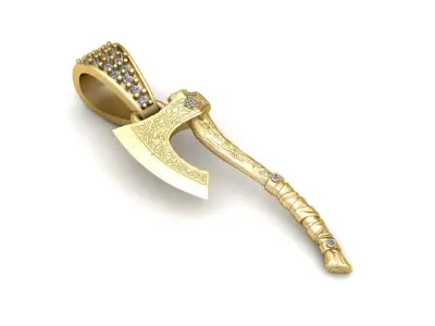 AXE DAIMOND PENDANT 3D PRINTABLE MODEL 3D print model