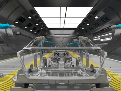 Automobile production line 3D model