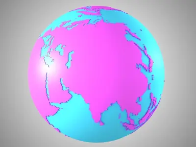 Solid Color Pink Blue Globe 3D model