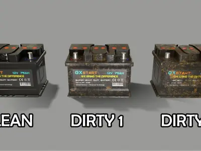 PBR Car Battery - Black Low-poly 3D model