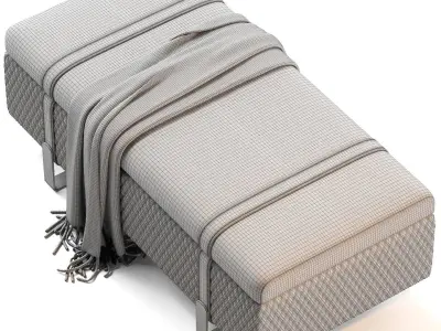 Modern Italian Designer Quilted Leather Ottoman Be 3D model