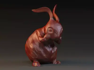 Rabbit sculpture  animal model  bronze sculpture 3D model
