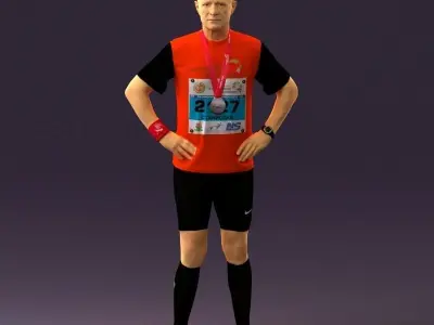 Man in red runner uniform 0916 3D model