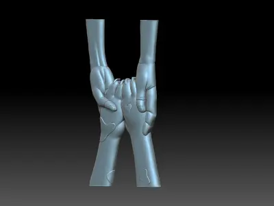 Human hands and dog paws 3D print model