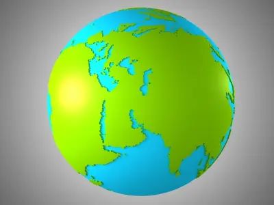 Solid Color Blue Lime Globe 3D model
