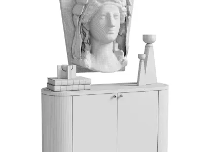 Ancient Woman head panel decor and console set 3D model