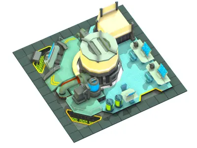 isometrical Underground Chemical Lab Room 3 Low-poly 3D model