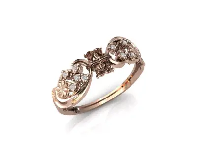 Women Ring Diamond Stone STL 3DM Lightweight Printable 3D print model 29