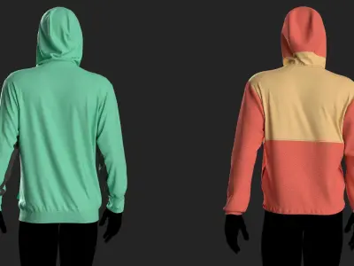 2 Hoodies Marvelous Designer project 3D model