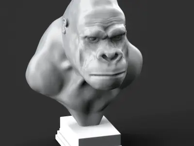 Gorilla Head Statue 3D print model