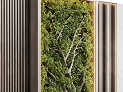Vertical Wall Garden With Wooden frame 48 Low-poly 3D model