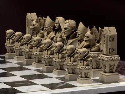 Vampire Horror Chess Pieces Set of 6 - Dracula Nosferatu STL 3D print model