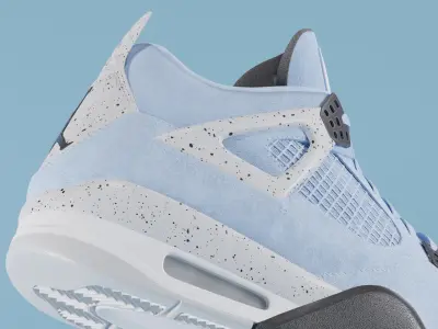 Nike Air Jordan 4 University Blue Shoe Low-poly 3D model