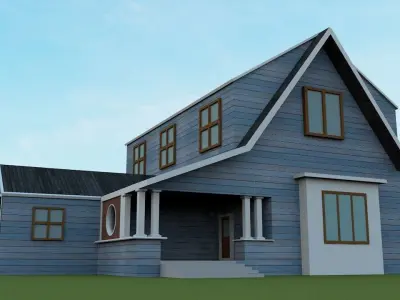 the house with roof Low-poly 3D model