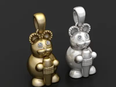  GOLD Teddy bear 3D print model