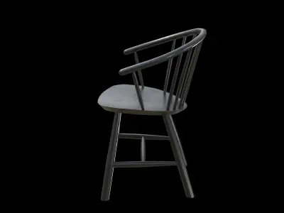 Johansson J64 Chair-BlackAsh wood Low-poly 3D model