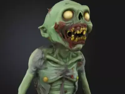 Zombie Boy 3D Model Realistic Horror Sculpture Free 3D print model