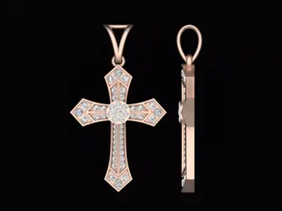 Diamond Cross Pendant 3D print model