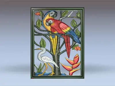 Nature parrot frame 3D model
