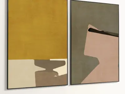 Plaster Two Photo Frame 334 Low-poly 3D model