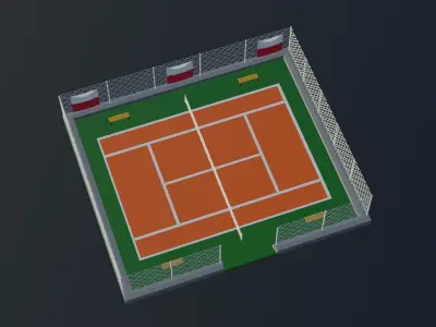 Tennis Court - Poland Low-poly 3D model