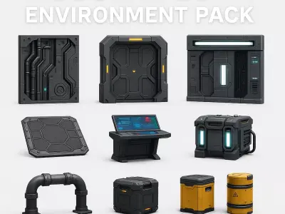 Modular SciFi Environment Pack Game-Ready 3D Assets Low-poly 3D model