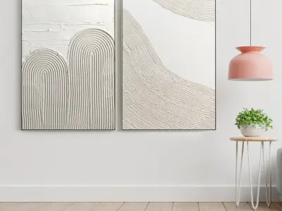 Plaster Two Photo Frame E-45 Low-poly 3D model