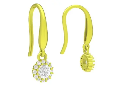 Elegant Round Cluster Diamond Drop Earrings 3D Model  4236 3D print model